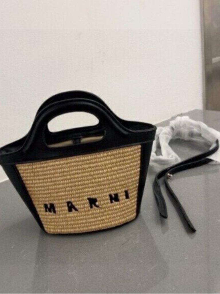Marni Black And Tan Woven Bag